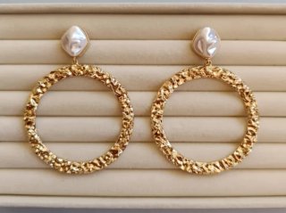 Pendientes Aro Flamenca Perla Dorados