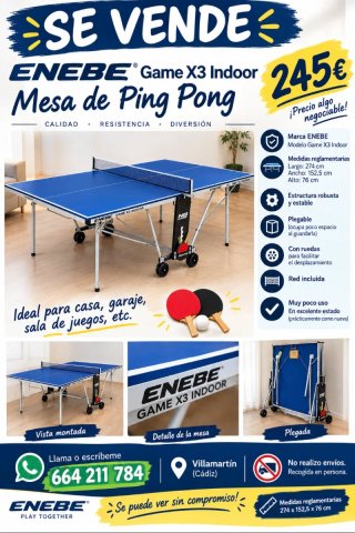 Mesa de Ping Pong Enebe Game X3 Indoor