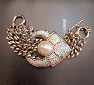 Pulseras bisutería eslabones perla diseño geométri