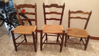 Set de 3 Sillas Antiguas de Madera