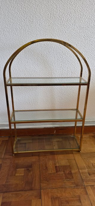 Estantería dorada 3 baldas cristal