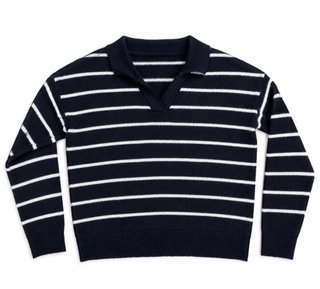 Jersey rayas azul marino cuello polo