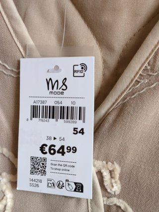 Chaqueta M&S Mode beige bordada talla 54