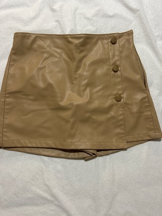 Faldapantalón Beige Efecto Piel