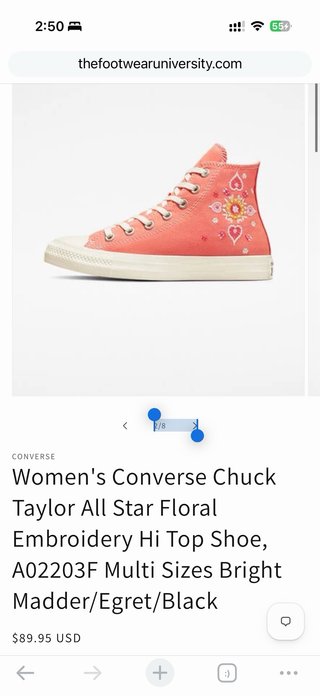 Zapatillas Converse floral embroidery coral bordad