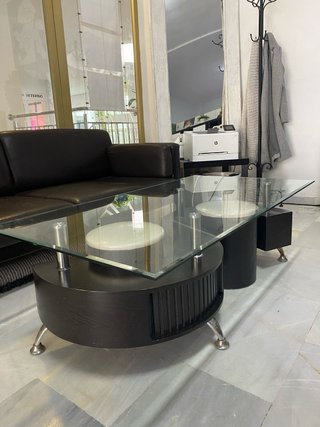 Mesa de centro moderna cristal y madera