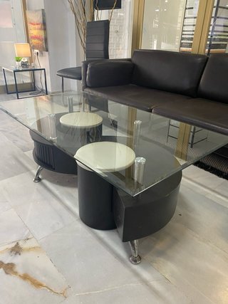 Mesa de centro moderna cristal y madera