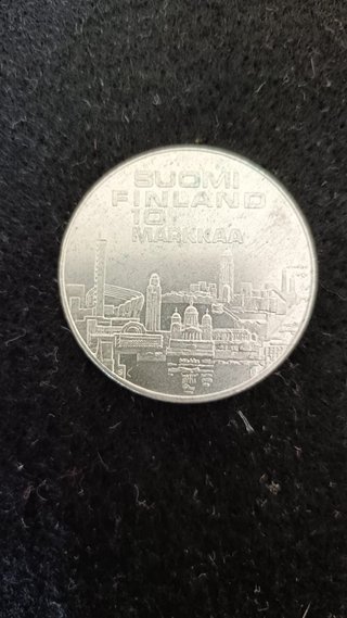 Moneda plata 10 Markkaa Finlandia año 1971