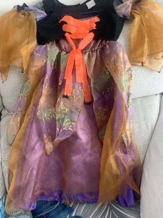 Disfraz Bruja Morado y Naranja Talla 3-6 años