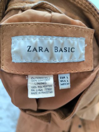Chaqueta de piel marrón Zara Basic