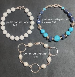 Pulseras plata: Jade, Lapislázuli, Perlas