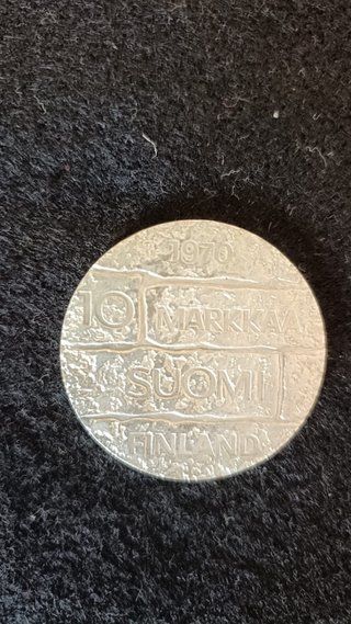 Moneda plata 10 Markkaa Finlandia año 1970