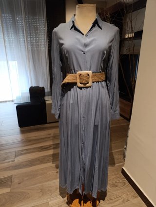 Vestido camisero viscosa con cinturón T. L