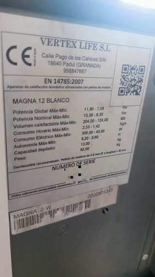 Estufa Pellet Magna 12kW Blanca + Tubo Inox