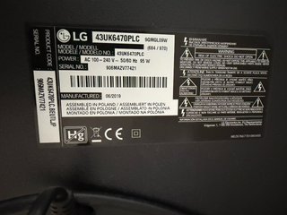 LG 43 4K Smart TV 43UK6470PLC (para reparar)