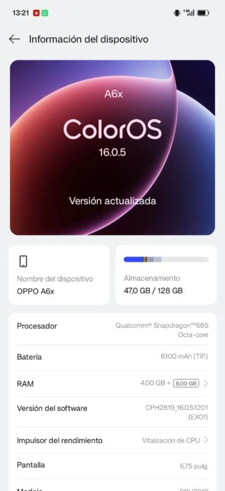 OPPO A6x 5G Violeta | VENDO O CAMBIO!!