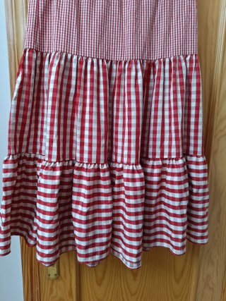 Falda Flamenca de Cuadros Roja y Blanca