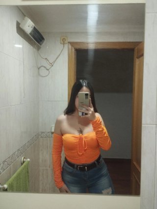 Top Naranja Fruncido Mangas Largas
