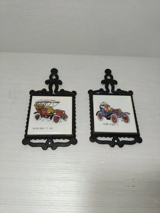 2 Piastrelle Decorative Auto d'Epoca