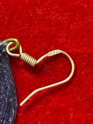 Pendientes de plata hoja azul y rojo
