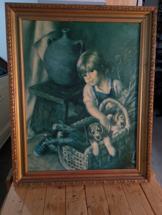 Cuadro Francisco Ribera Gómez 1972 - Niña con cach