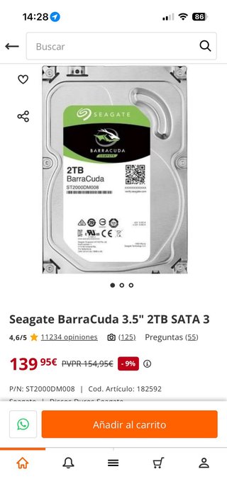 Disco Duro Seagate Barracuda 2TB 3.5