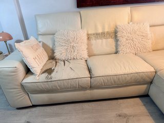 Sofá Chaise Longue Piel Natuzzi Beige