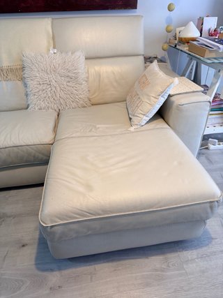 Sofá Chaise Longue Piel Natuzzi Beige
