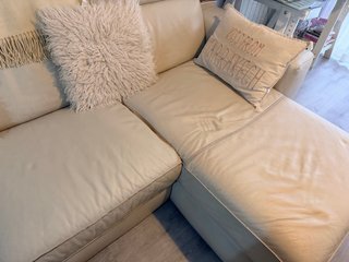 Sofá Chaise Longue Piel Natuzzi Beige
