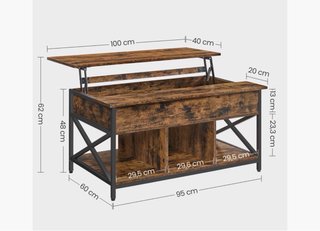 Mesa de Centro Rústica con Estante