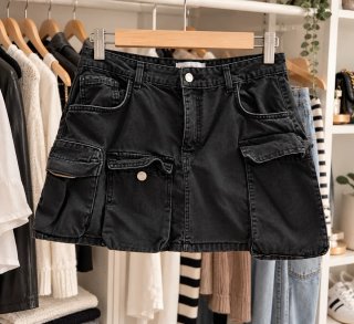 Falda denim negra estilo urbano