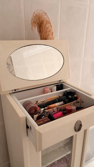 Armario auxiliar baño cristal y madera
