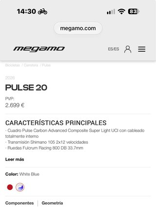 Bicicleta Carretera Megamo Pulse 20 2026 Talla-S