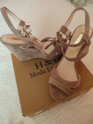 Sandalias H&D Plataforma Beige/Gris