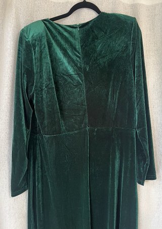 Vestido fiesta largo terciopelo verde con abertura