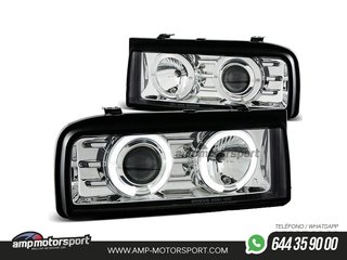 FAROS DELANTEROS ANGEL EYES Y LUPA FONDO CROMO VW CORRADO 1988-1995