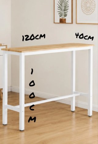 Mesa alta cocina madera y metal 120x40cm