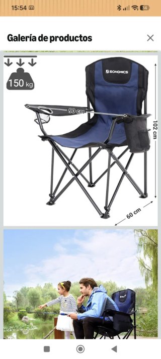 Silla plegable camping negra y azul