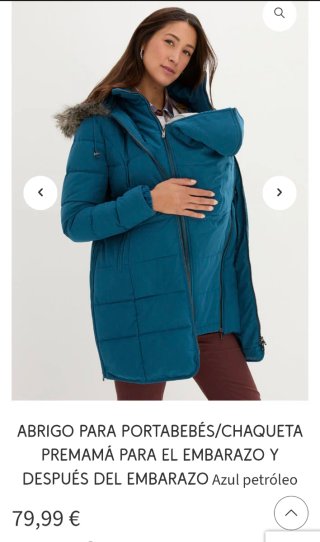 Abrigo premamá con adaptador porteo