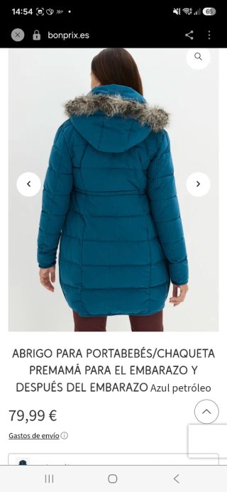 Abrigo premamá con adaptador porteo