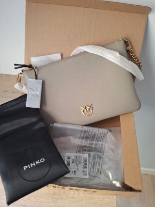 Borsa a spalla Pinko color topo