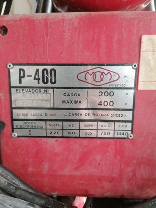 Polipasto Eléctrico MOM P-400 400kg