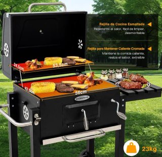 SIN ABRIR Barbacoa Carbón Parrilla Tapa de Acero