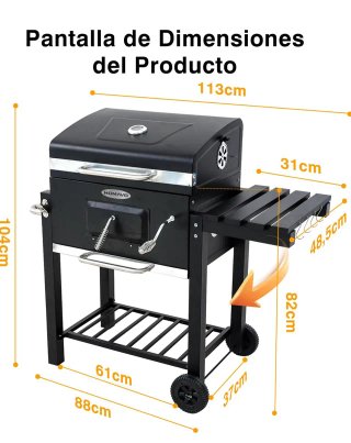 SIN ABRIR Barbacoa Carbón Parrilla Tapa de Acero