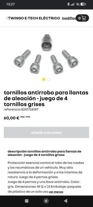Juego de 4 Tornillos Antirrobo para Llantas
