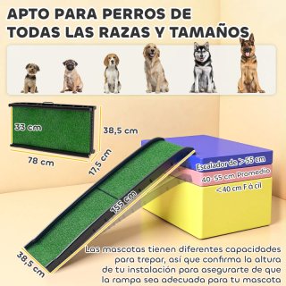 Rampa para mascotas césped artificial