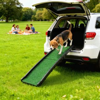 Rampa para mascotas césped artificial