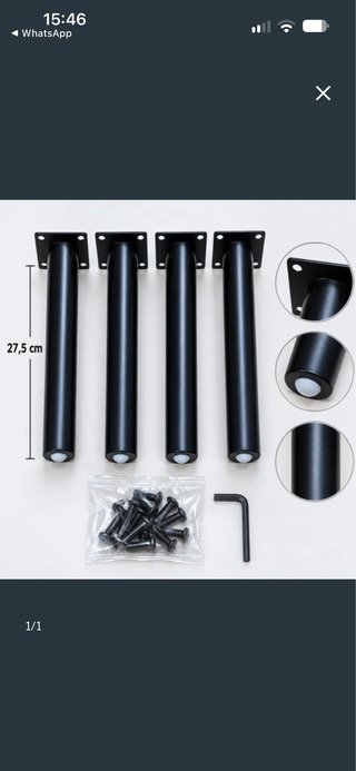 4 Patas Metálicas Negras para Muebles