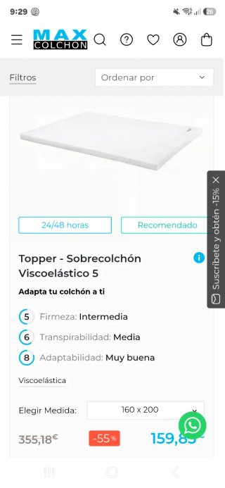 Topper Colchón Viscoelástico MLILY