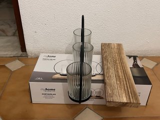 Porta-Velas Triplo "My Home" - Novo em Caixa (38,5
